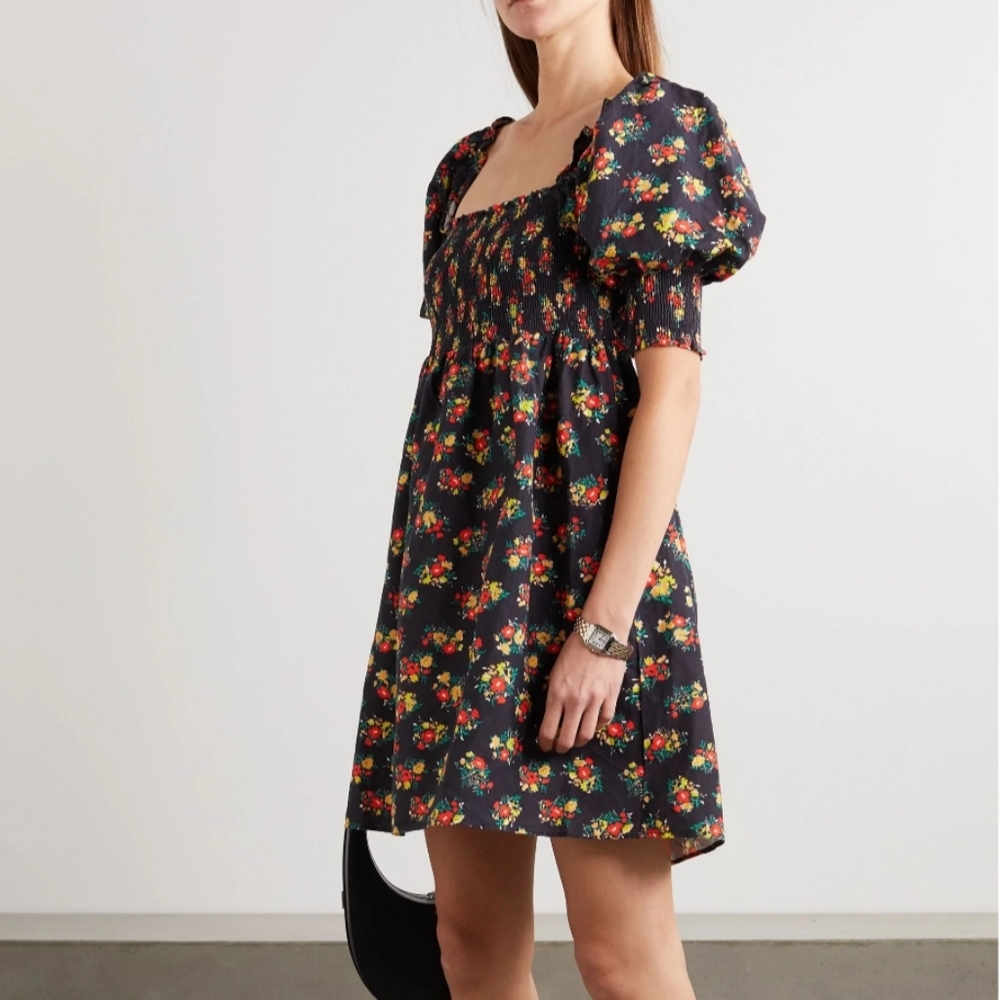 RIXO Black Floral Dress